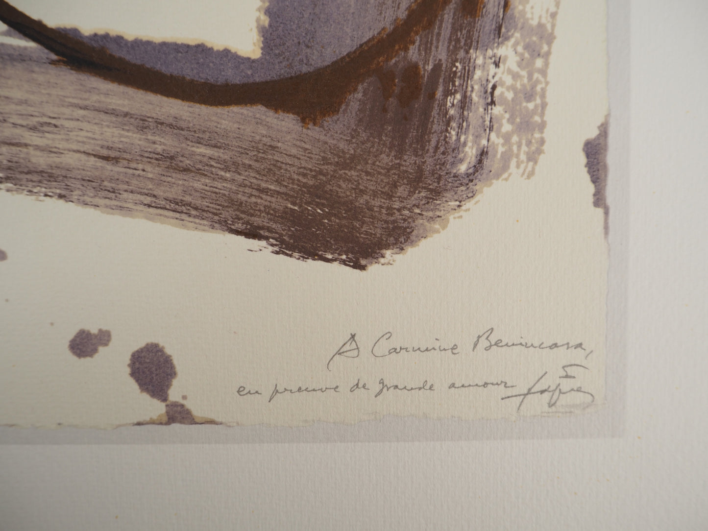 Antoni TAPIES : Composition expressive et deux cercles - Lithographie signée