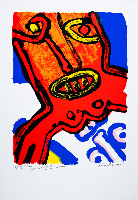 Bengt LINDSTROM : Portrait du monstre rouge  - Lithographie originale signée et dédicacée