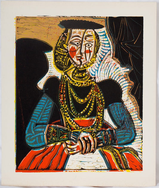 Pablo PICASSO : Buste de femme d'après Cranach le jeune - Linogravure