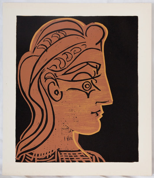Pablo PICASSO : Femme de profil - Linogravure
