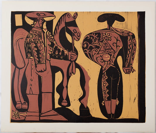 Pablo PICASSO : Picador et Torero - Linogravure