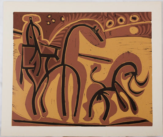 Pablo PICASSO : Picador et Taureau - Linogravure