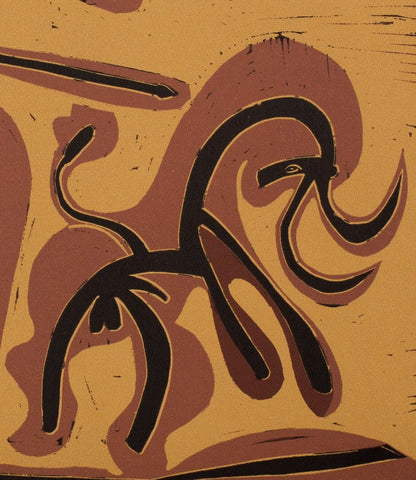 Pablo PICASSO : Picador et Taureau - Linogravure