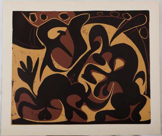 Pablo PICASSO : Pique en Noir - Linogravure