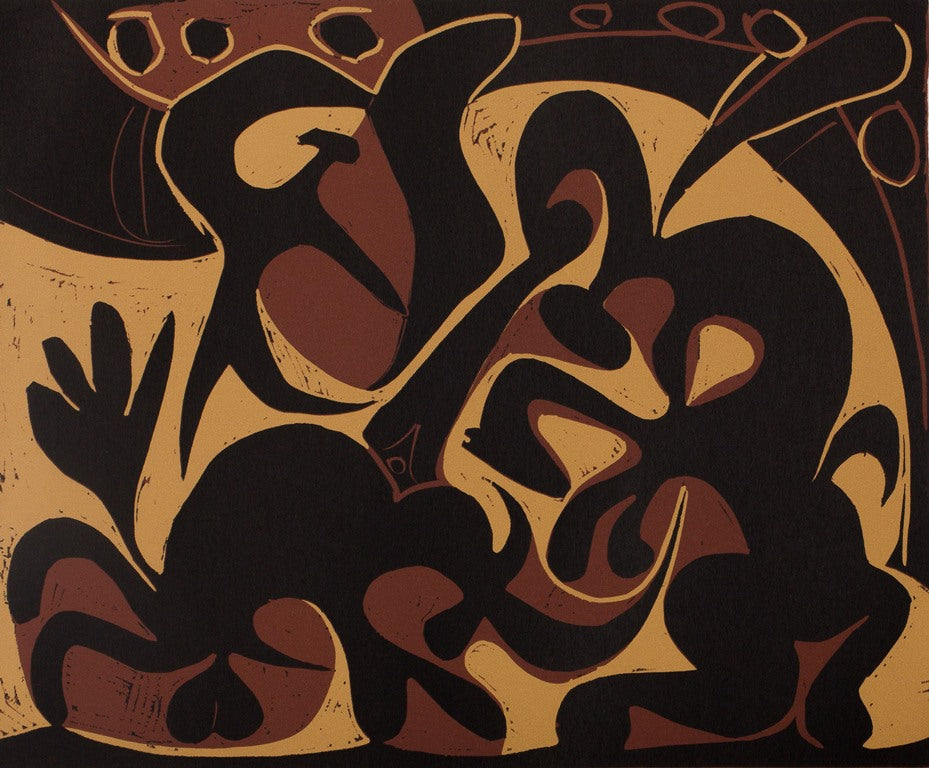 Pablo PICASSO : Pique en Noir - Linogravure