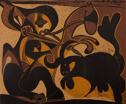 Pablo PICASSO : Picador attaquant le Taureau - Linogravure