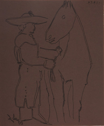 Pablo PICASSO : Picador et cheval - Linogravure