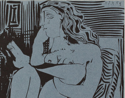 Pablo PICASSO : Deux femmes au flacon de parfum - Linogravure