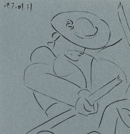 Pablo PICASSO : Taureau désarmant un picador - Linogravure