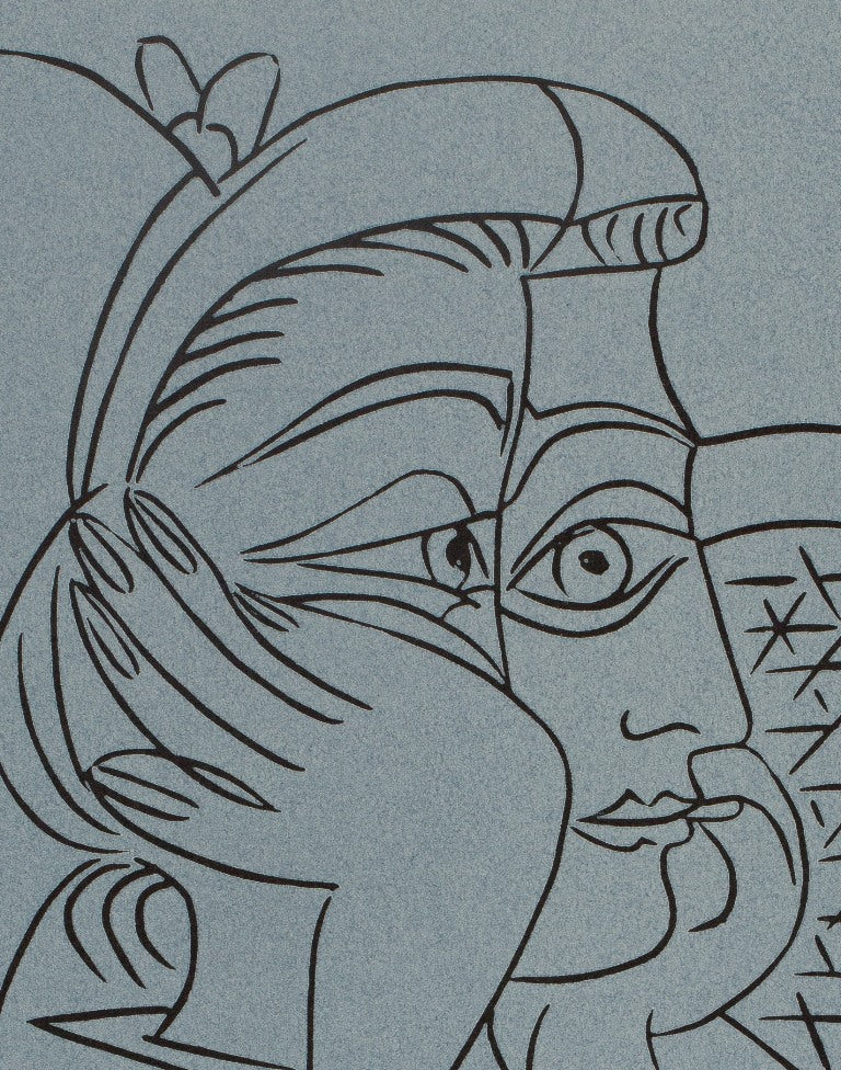 Pablo PICASSO : Jacqueline de profil - Linogravure