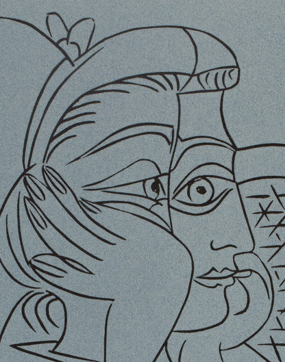 Pablo PICASSO : Jacqueline de profil - Linogravure