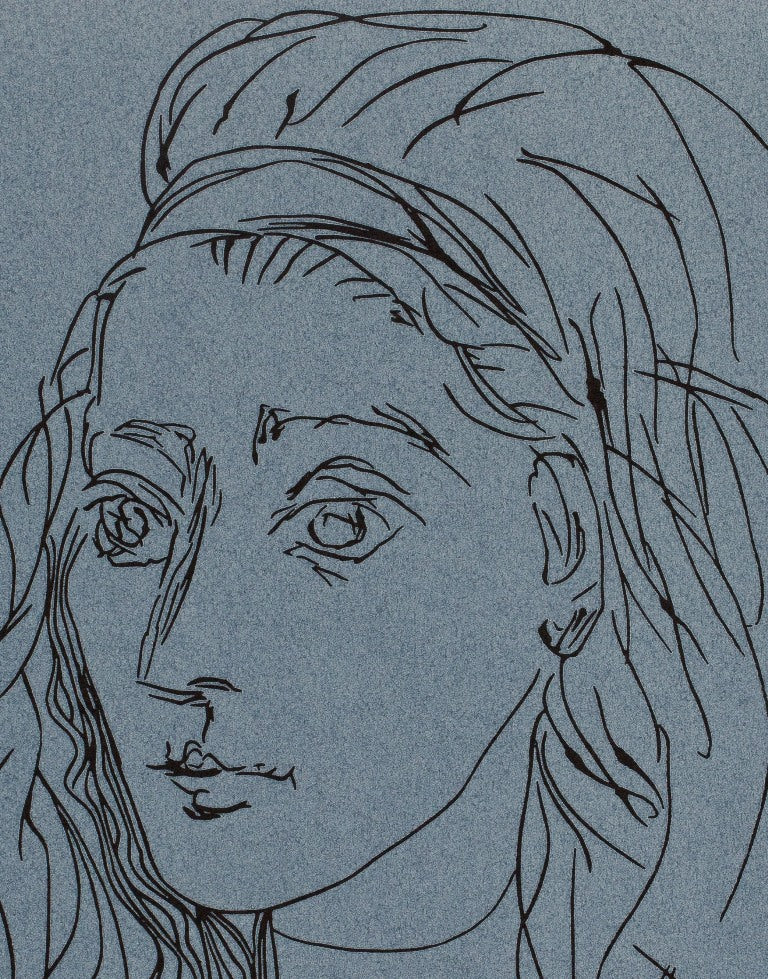 Pablo PICASSO : Portrait de Jacqueline - Linogravure