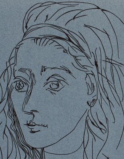 Pablo PICASSO : Portrait de Jacqueline - Linogravure