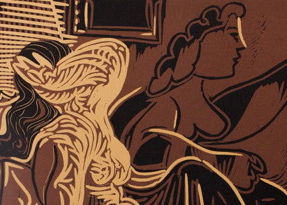 Pablo PICASSO : Deux femmes à la fenêtre - Linogravure
