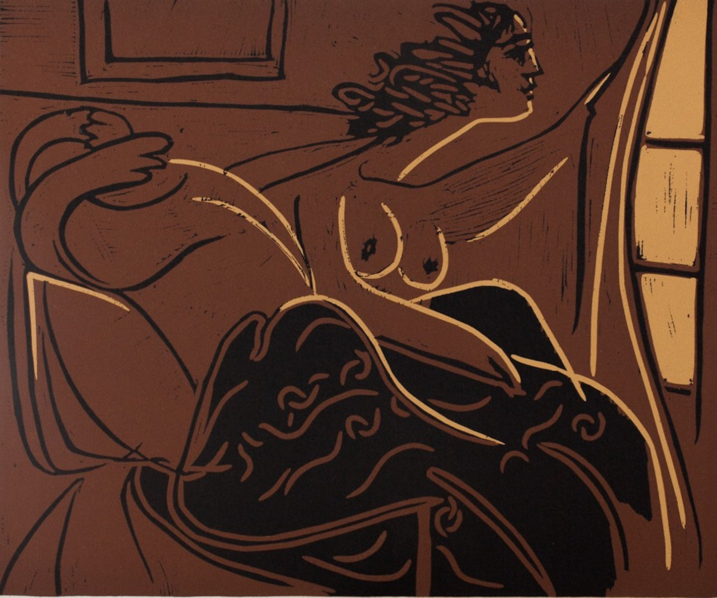 Pablo PICASSO : Femme à la fenêtre - Linogravure