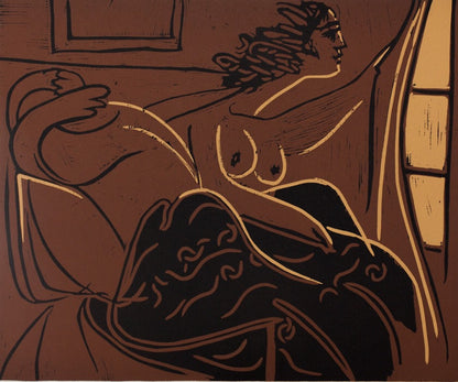 Pablo PICASSO : Femme à la fenêtre - Linogravure