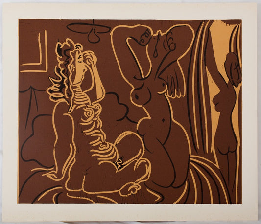 Pablo PICASSO : Femmes au réveil - Linogravure