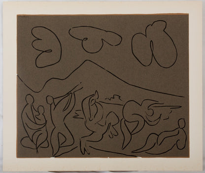 Pablo PICASSO : Bacchanale, la danse des Faunes - Linogravure