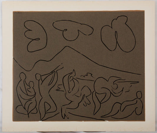 Pablo PICASSO : Bacchanale, la danse des Faunes - Linogravure