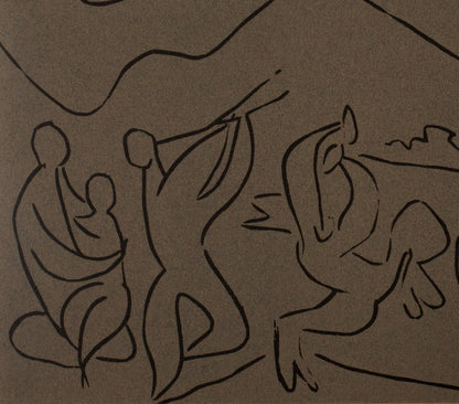 Pablo PICASSO : Bacchanale, la danse des Faunes - Linogravure