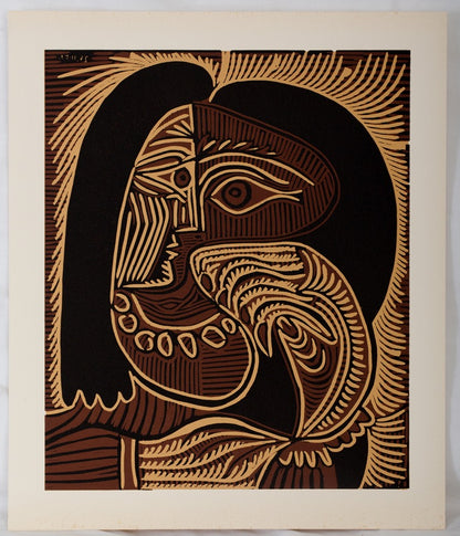 Pablo PICASSO : Femme au collier - Linogravure