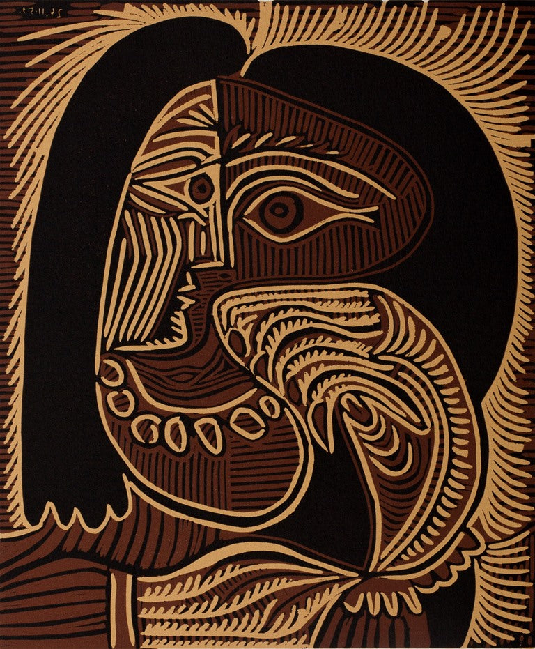 Pablo PICASSO : Femme au collier - Linogravure
