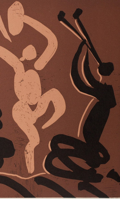 Pablo PICASSO : Danseurs et musiciens - Linogravure