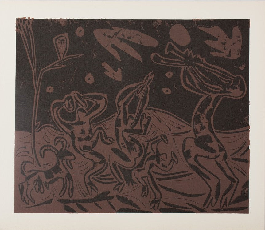 Pablo PICASSO : Les danseurs au hibou - Linogravure