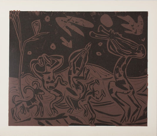 Pablo PICASSO : Les danseurs au hibou - Linogravure