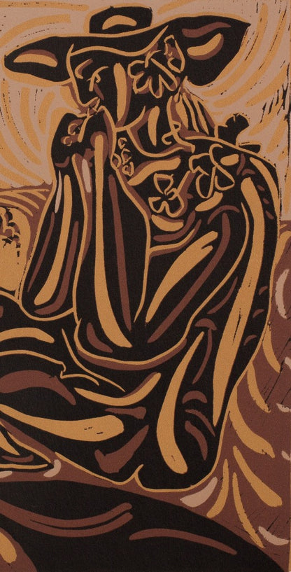 Pablo PICASSO : Vigne, les vendangeurs - Linogravure