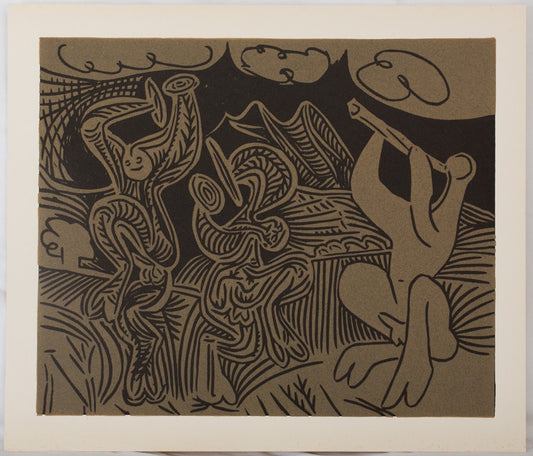 Pablo PICASSO : Danseurs et musiciens - Linogravure