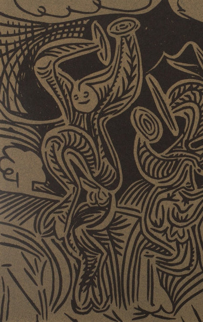 Pablo PICASSO : Danseurs et musiciens - Linogravure