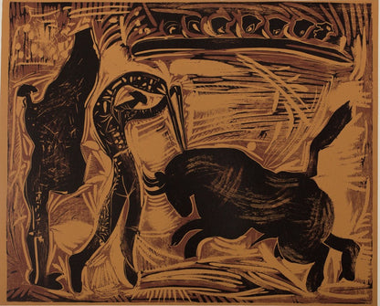 Pablo PICASSO : Les Banderilles - Linogravure