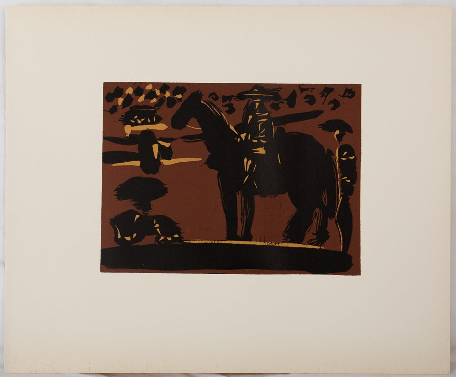 Pablo PICASSO : Picador entrant dans l'arène - Linogravure