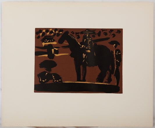 Pablo PICASSO : Picador entrant dans l'arène - Linogravure