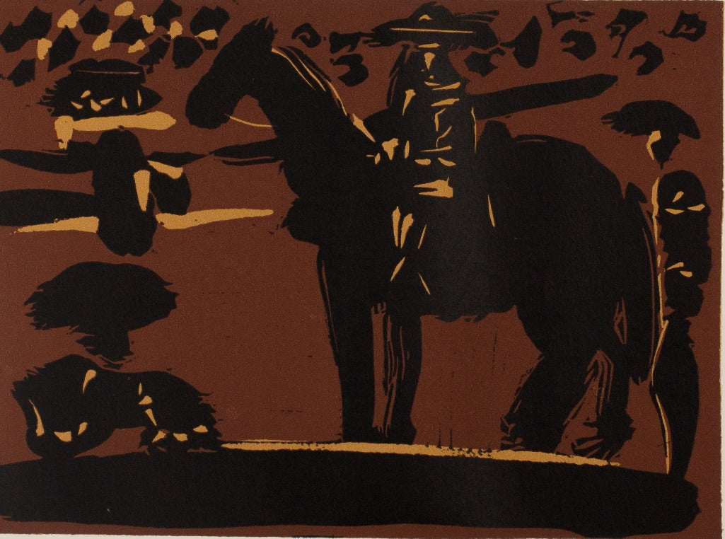 Pablo PICASSO : Picador entrant dans l'arène - Linogravure