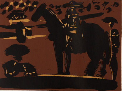 Pablo PICASSO : Picador entrant dans l'arène - Linogravure