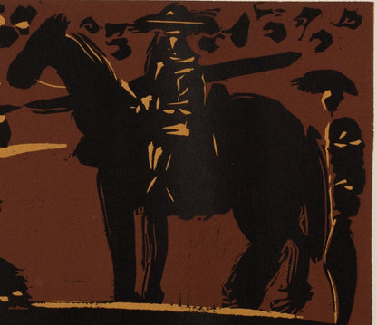 Pablo PICASSO : Picador entrant dans l'arène - Linogravure