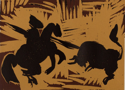 Pablo PICASSO : Taureau attaquant le Picador - Linogravure