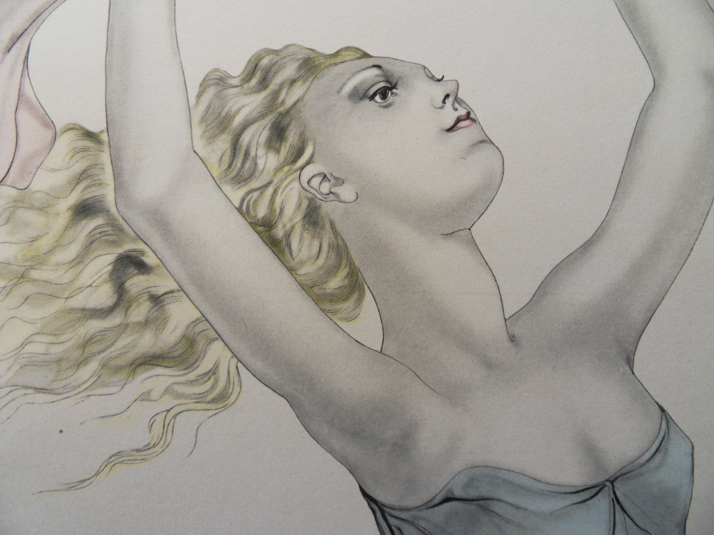 Léonard Tsuguharu FOUJITA : Danseuse au foulard rose - Lithographie signée