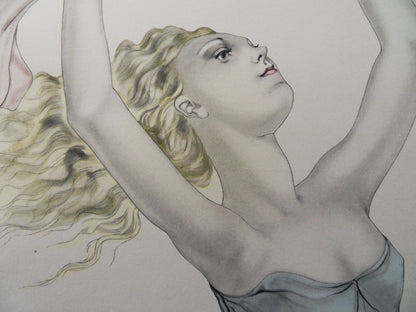 Léonard Tsuguharu FOUJITA : Danseuse au foulard rose - Lithographie signée