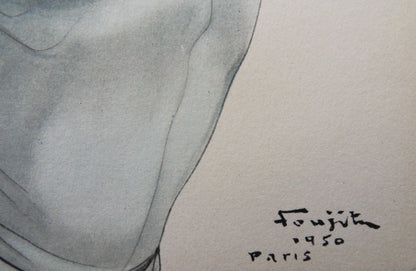 Léonard Tsuguharu FOUJITA : Danseuse au foulard rose - Lithographie signée