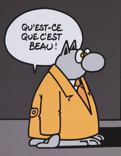 Philippe GELUCK : Le chat visite le Musée Soulages - Affiche originale