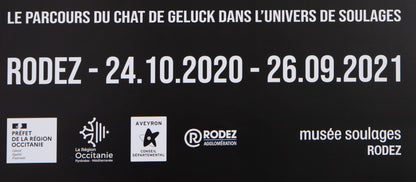 Philippe GELUCK : Le chat visite le Musée Soulages - Affiche originale