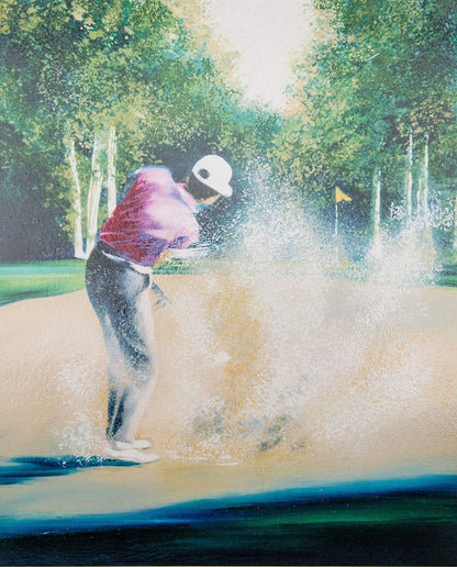 Victor SPAHN : Golfeur en action - Sérigraphie originale signée
