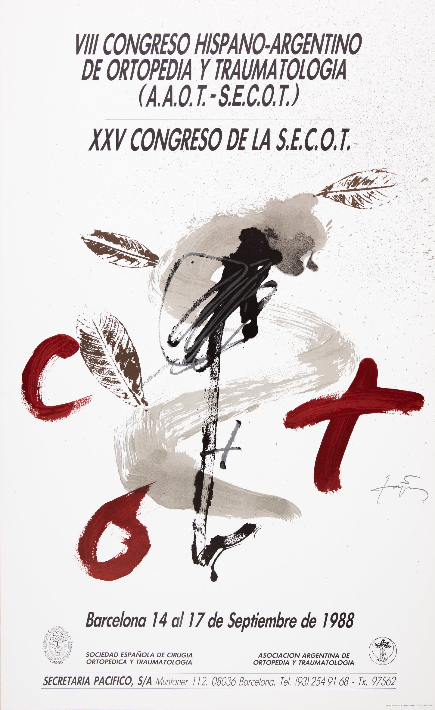Antoni TAPIES : Congrès de médecine - Affiche originale Signée