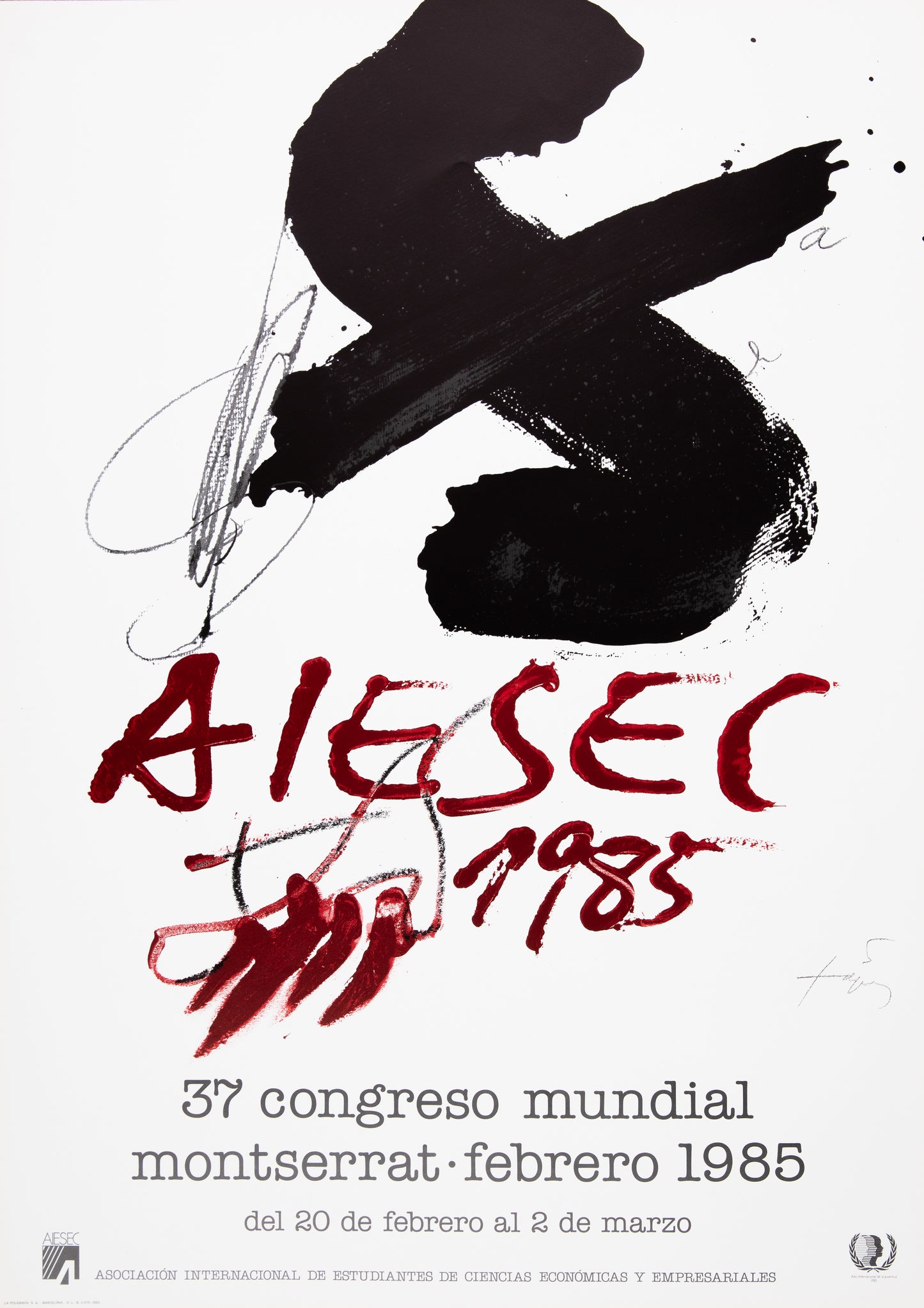 Antoni TAPIES : Etudiant International - Affiche originale signée