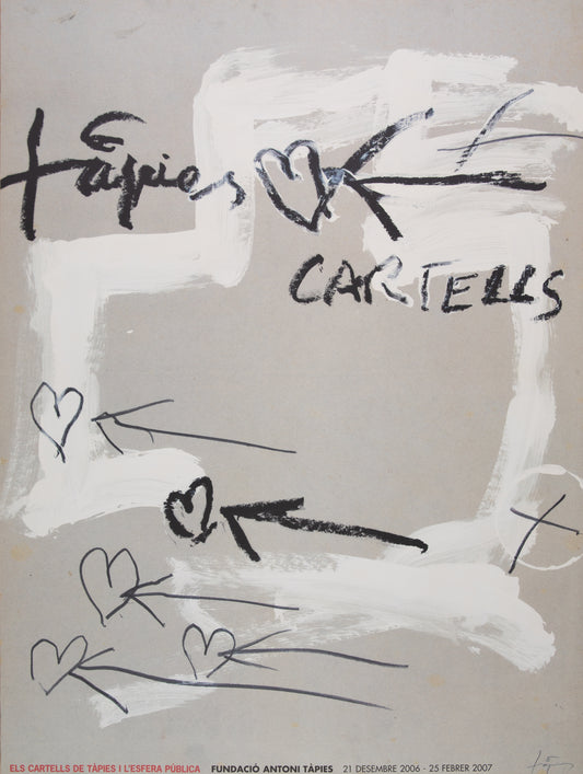 Antoni TAPIES : Composition abstraite aux coeurs - Affiche originale signée