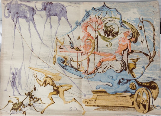 Salvador DALI : Le char de Bacchus - Tapisserie  originale
