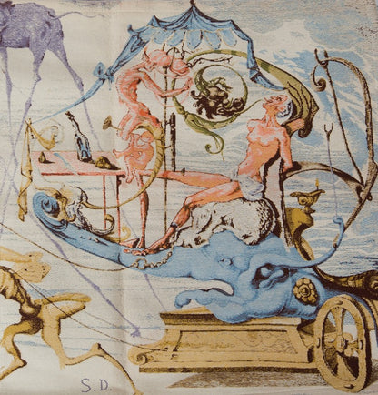 Salvador DALI : Le char de Bacchus - Tapisserie  originale